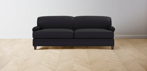 The Carmine  - Pebbled Leather Ink Sofa