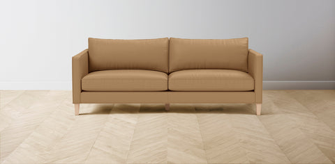 The Crosby  - Pebbled Leather Latte Sofa