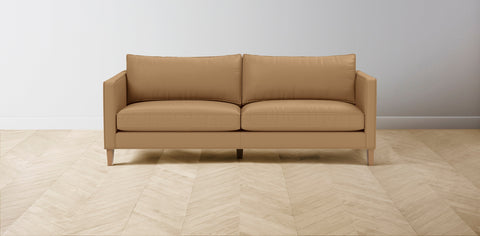 The Crosby  - Pebbled Leather Latte Sofa