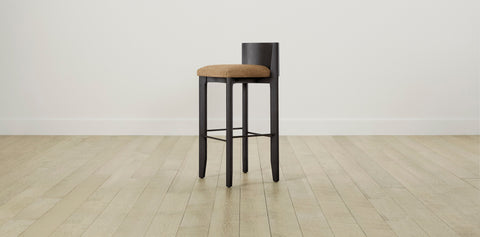 The Delancey with Brushed Brass - Belgian Linen Chai Bar and Counter Stool