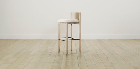 The Delancey with Brushed Brass - Belgian Linen Egret Bar and Counter Stool