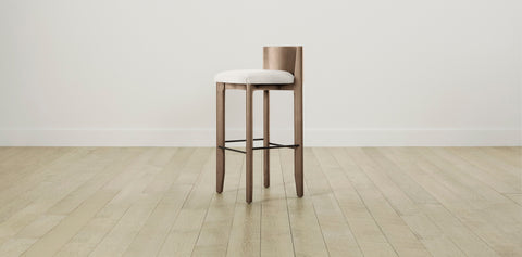 The Delancey with Brushed Brass - Belgian Linen Egret Bar and Counter Stool