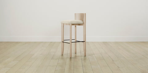 The Delancey with Brushed Brass - Italian Bouclé White Bar and Counter Stool