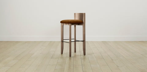 The Delancey with Brushed Brass - Mohair Brown Sugar Bar and Counter Stool