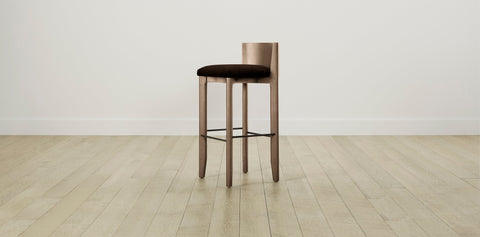 The Delancey with Brushed Brass - Mohair Chocolate Bar and Counter Stool