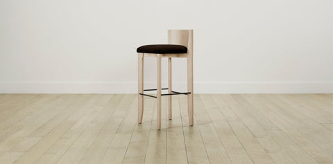 The Delancey with Brushed Brass - Mohair Chocolate Bar and Counter Stool