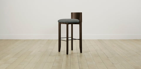 The Delancey with Brushed Brass - Mohair Fog Bar and Counter Stool