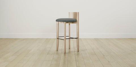 The Delancey with Brushed Brass - Mohair Fog Bar and Counter Stool