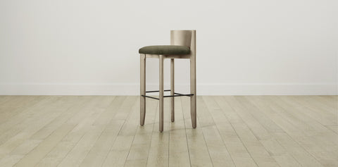 The Delancey with Brushed Brass - Mohair Moss Bar and Counter Stool