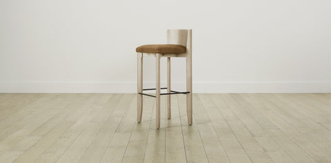 The Delancey with Brushed Brass - Nubuck Leather Saddle Bar and Counter Stool