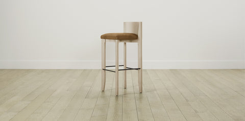 The Delancey with Brushed Brass - Nubuck Leather Saddle Bar and Counter Stool