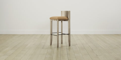 The Delancey with Brushed Brass - Pebbled Leather Latte Bar and Counter Stool