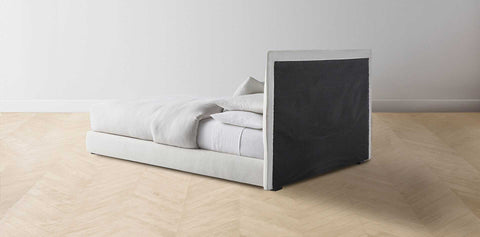 The Wythe  - Pebbled Leather Latte Bed - 44" Headboard - Muslin on reverse